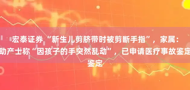 宏泰证券 “新生儿剪脐带时被剪断手指”，家属：助产士称“因孩子的手突然乱动”，已申请医疗事故鉴定